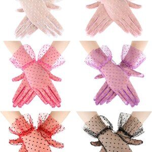 Ladies Lace Polka Dot Gloves Short Women Tea Party Wedding Costume Accessory